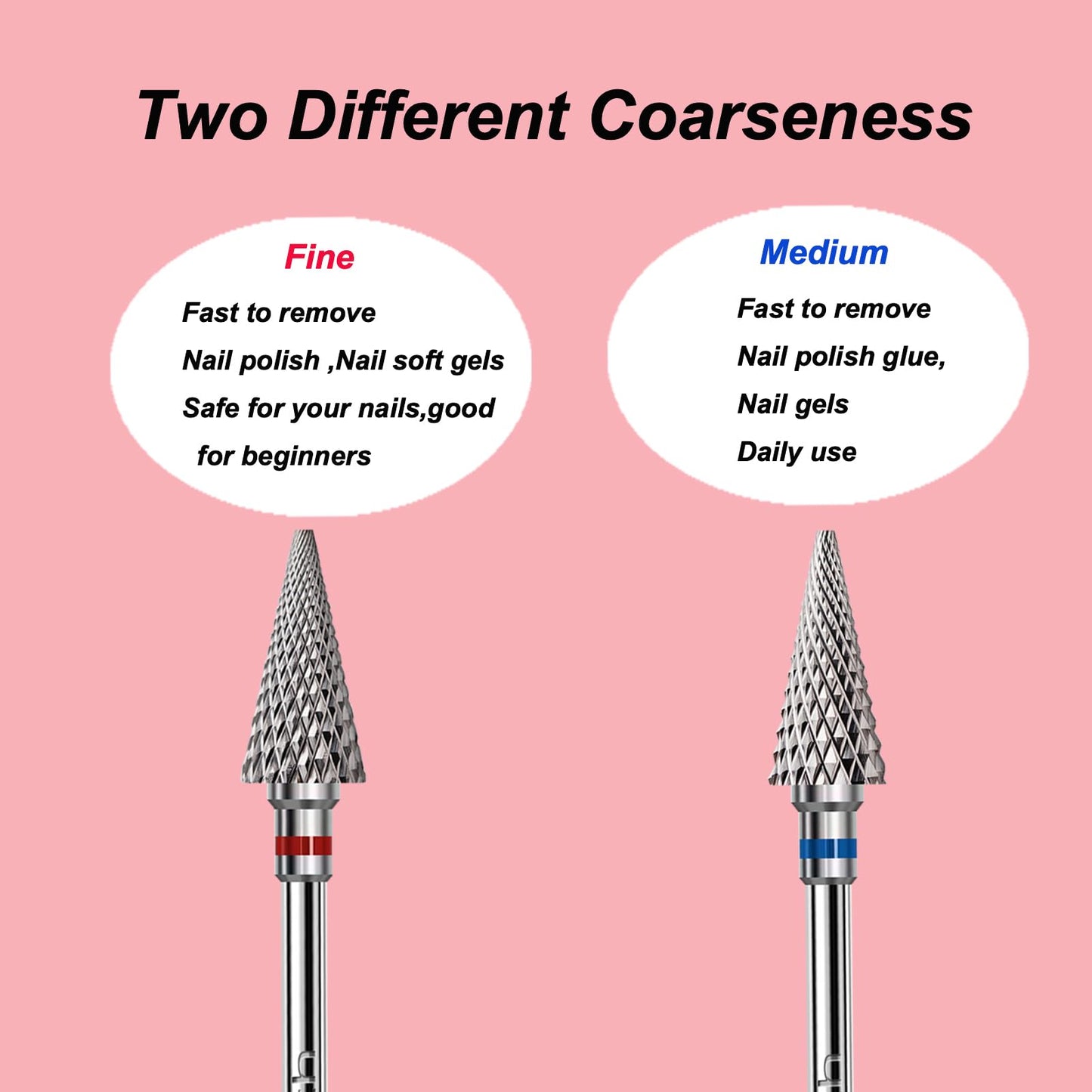 BITNBITH 3pcs Nail Drill Bits Safety 3/32   Professional Acrylic Nail Carbide Tapered Nib Bit for Cuticle Dead Skin Remover,Mult