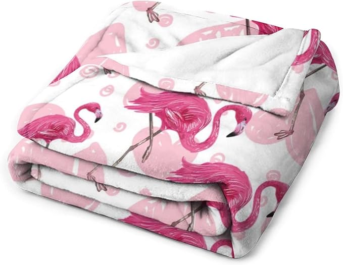 Flamingo Blanket Gifts - 30 x 40 Inches Cute Flamingo Throw for Girls - Light Pink Soft Fuzzy Plush Blankets for Couch