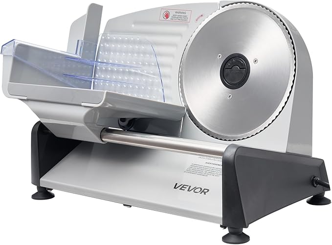 VEVOR Meat Slicer, 7.5 inch 200W Electric Deli Slicer Machine with SUS420 Blade, 0-0.6 inch Adjustable Thickness, ETL Certified Home Food-Slicer for Meat, Ham, Baguett, Steak