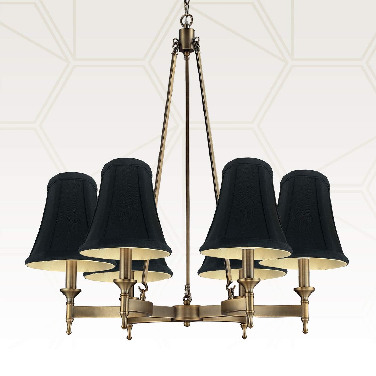 Royal Designs, Inc. True Bell Lamp Shade, Faux Silk, 3in x 6in x 6.25in, Black, 2-Pack, Model BSO-704FC-6BL