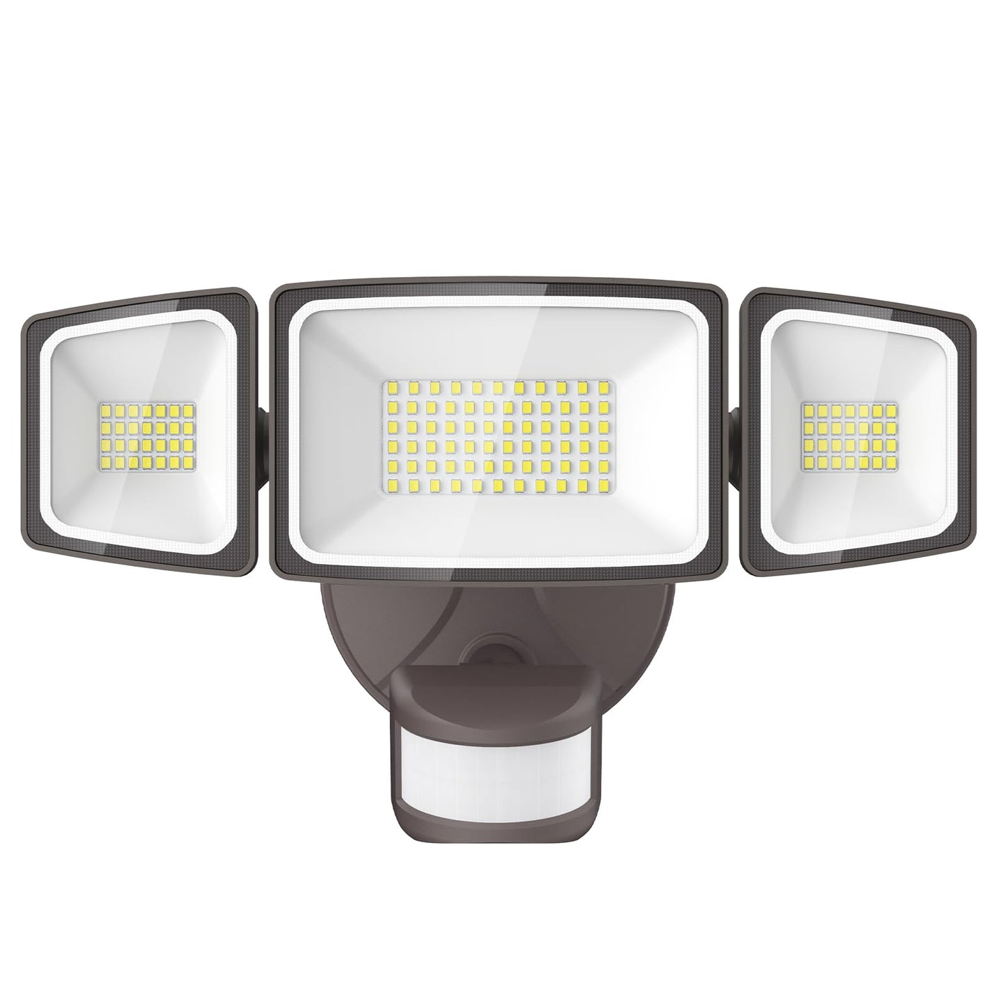 Onforu 55W LED Security Light, 5500LM, 6500K, IP65 Waterproof, Adjustable 3 Head, Brown Flood Light for Outdoor Use