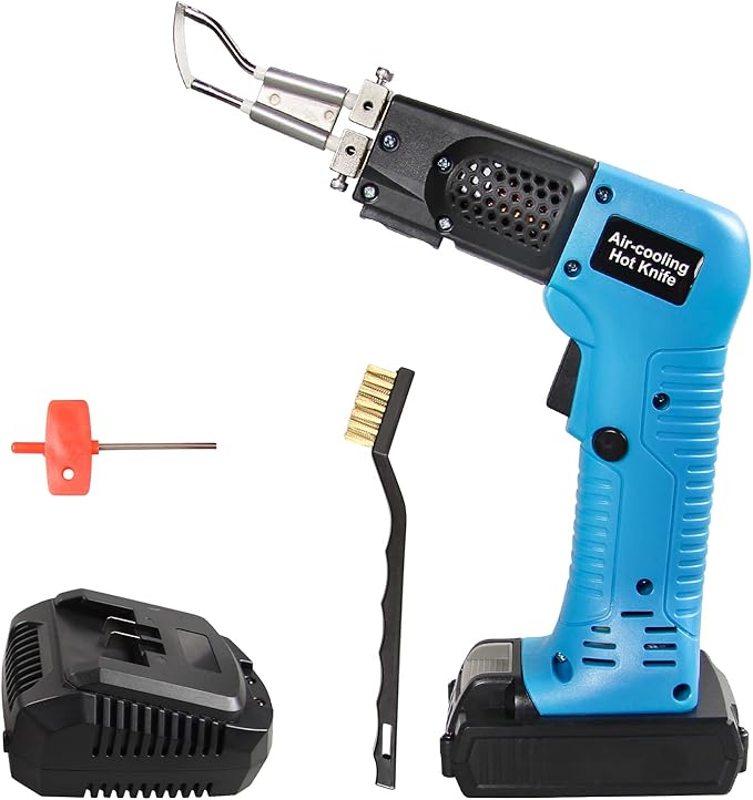 DOMINOX Cordless Electric Fabric Cutter Kit - DC 18V Heated Knife for Cutting Belt, Webbing, Fiber, Cloth, Rope, Rubber, KT Board, Styrofoam, EPS