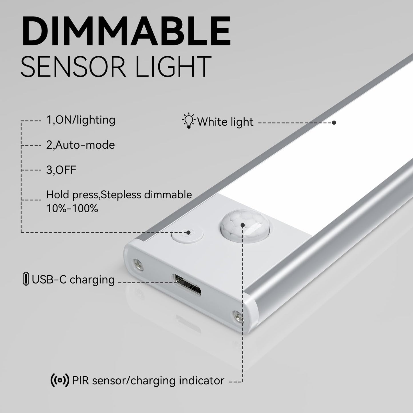 13.7Inch Under Cabinet Lighting  Led Magnetic Motion Activated Under Cabinet Lights  Rechargeable Closet Lights 2800Mah Battery Operated  Wireless Dimmable Under Counter Lights For Kitchen 2 Pack
