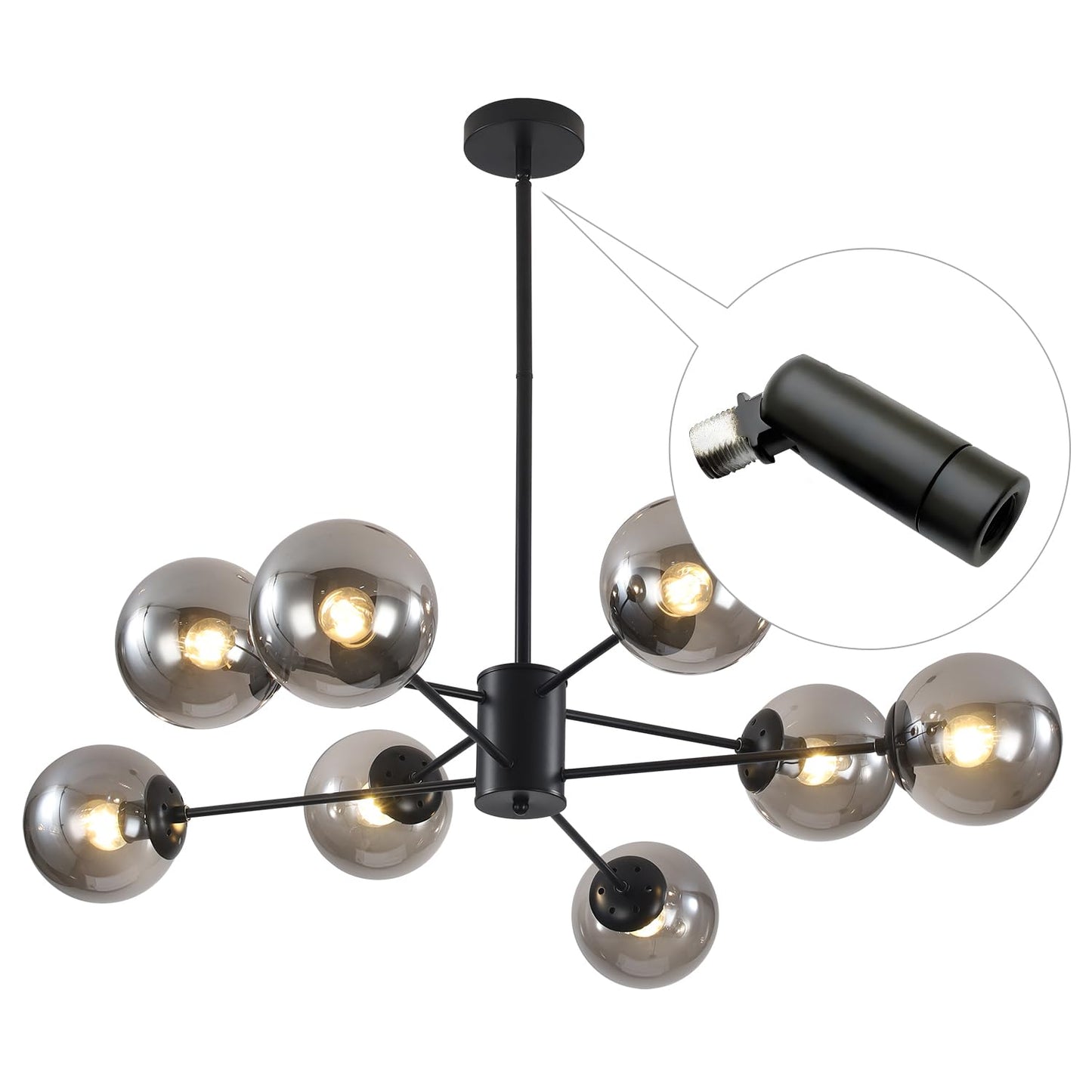 Kco Lighting 2Pcs Sloped Ceiling Adapter For Ceiling Lamp Pendant Light Chandelier Track Suspension Accessories  Hanging Helper Suitable For Vaulted  Angle Or Irregular Ceiling (Black)