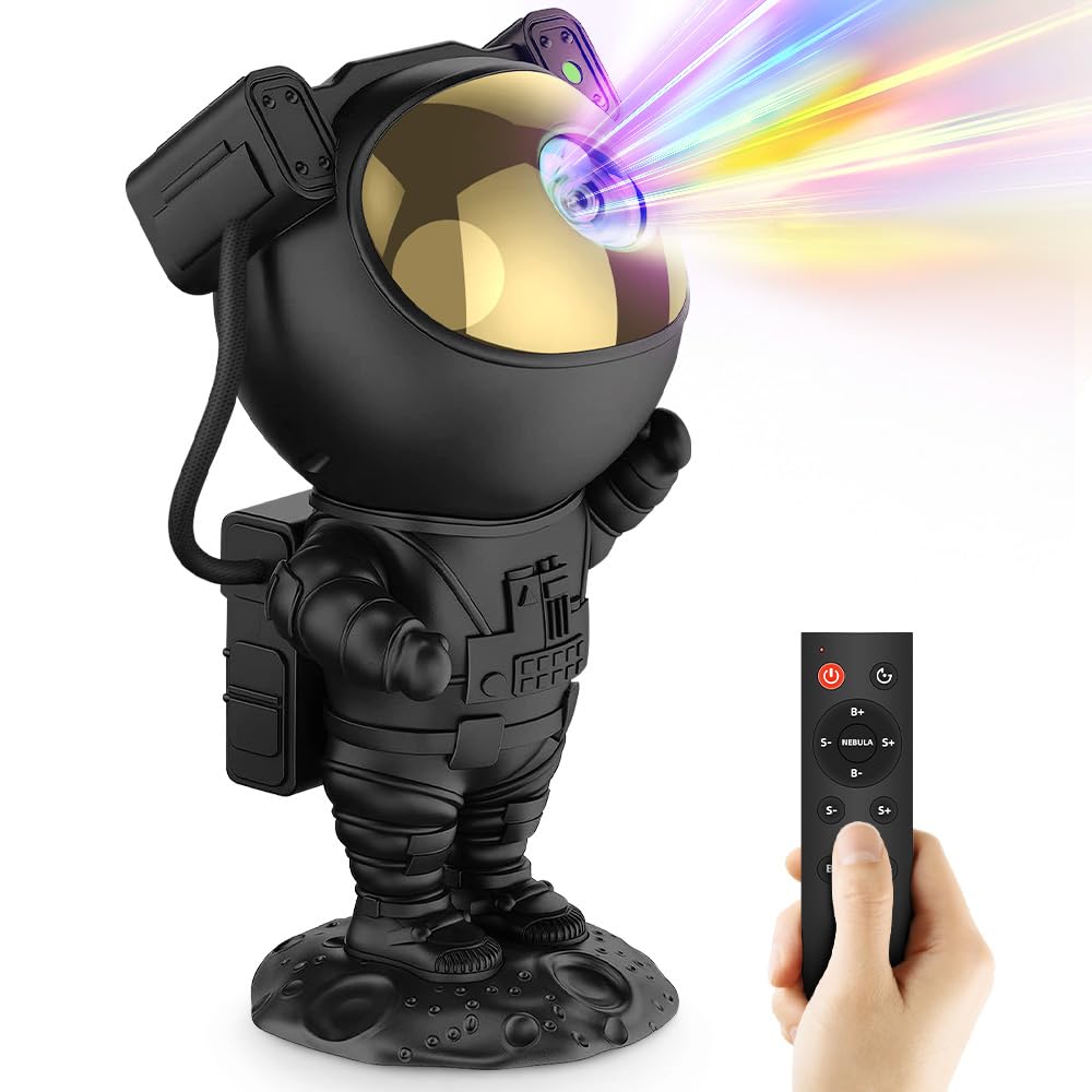 Acegamer Astronaut Galaxy Projector Night Light With Timer And Remote Star Starry Nebula Led Lamp  Gift For Kids And mature-themeds For Bedroom  Christmas  Birthday  ValentineS Day Etc. (Black-Golden)