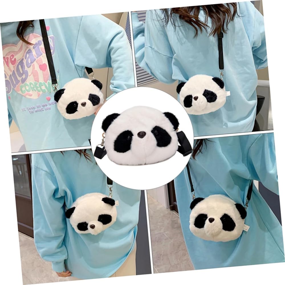 Kawaii Panda Head Plush Bag Crossbody Wallet Shoulder Bag Coin Pouch Accessories Money Bag for Students Teens Girls Boys (Panada)