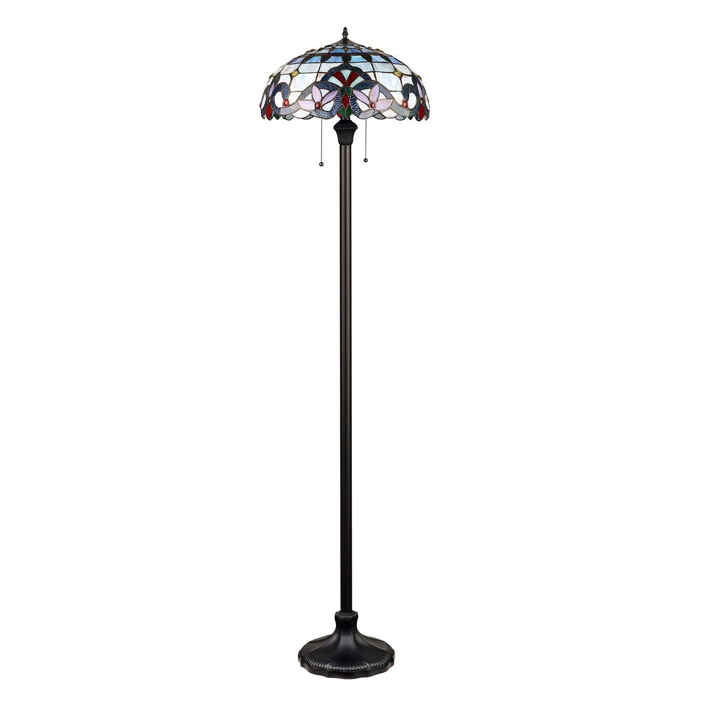 Chloe Lighting Victorian-Style Floor Lamp, Dark Bronze, 18in Wide, Glass, Model CH3T381VB18-FL2