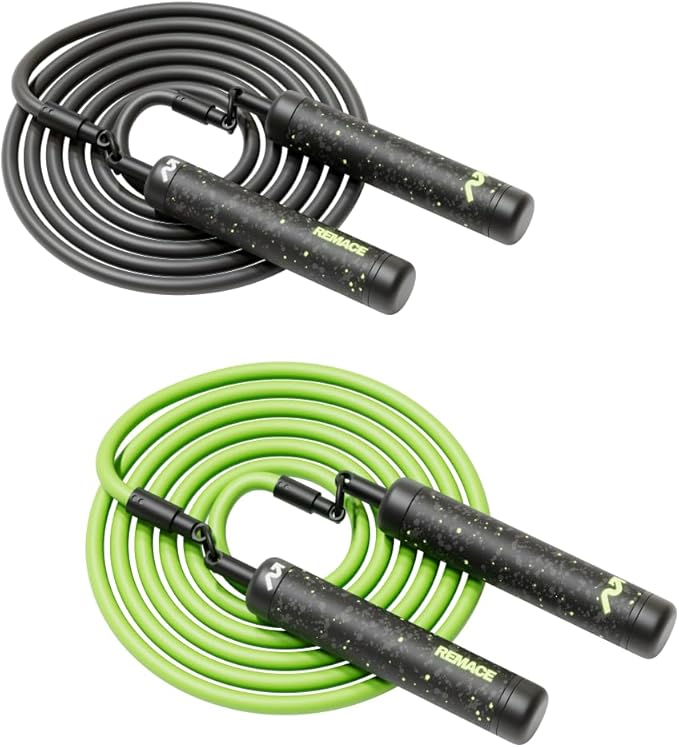 Remace Level 2 Weighted Jump Rope Set - (1LB, 2LB) HIIT Workout Ropes - For Fitness, Exercise, Boxing, and Strength Traini...