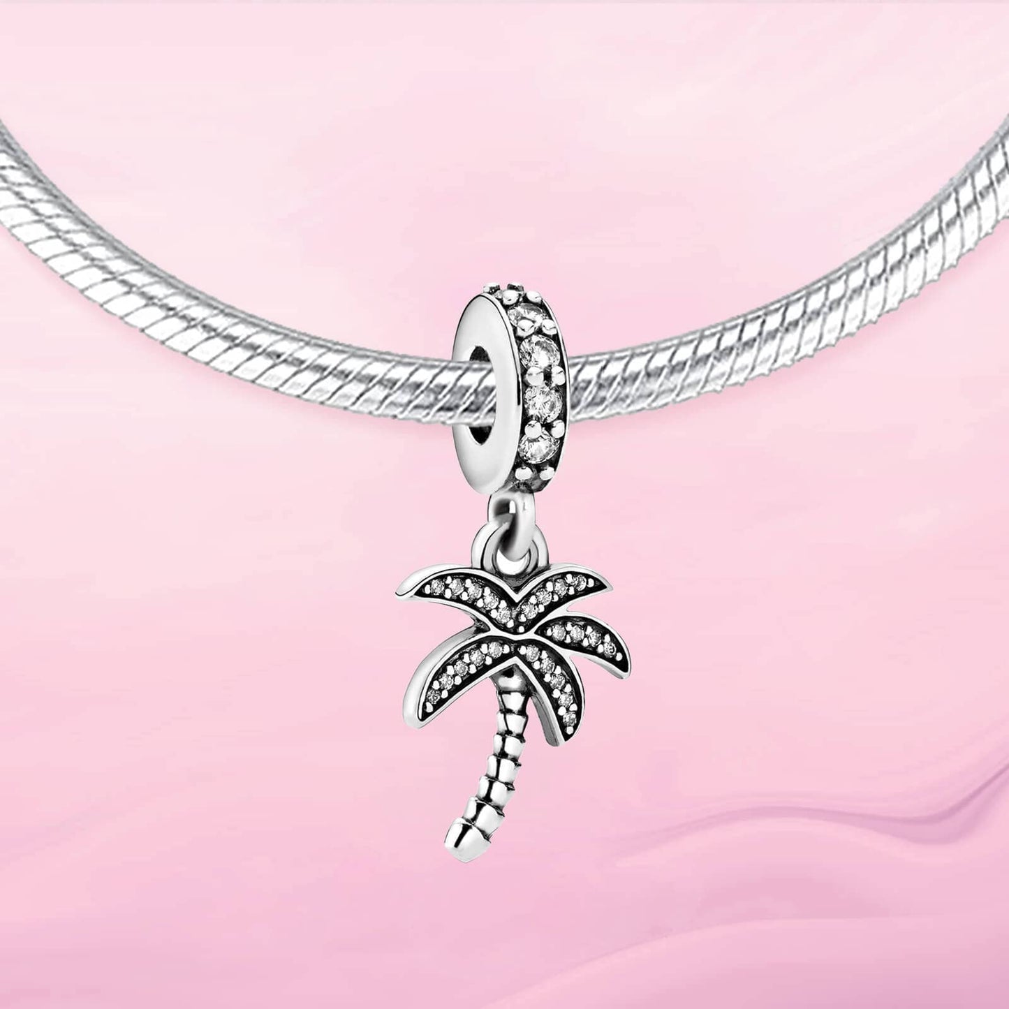 VALGACLS Sparkling Palm Tree Charms 925 Sterling Silver Charms for Bracelets Necklace
