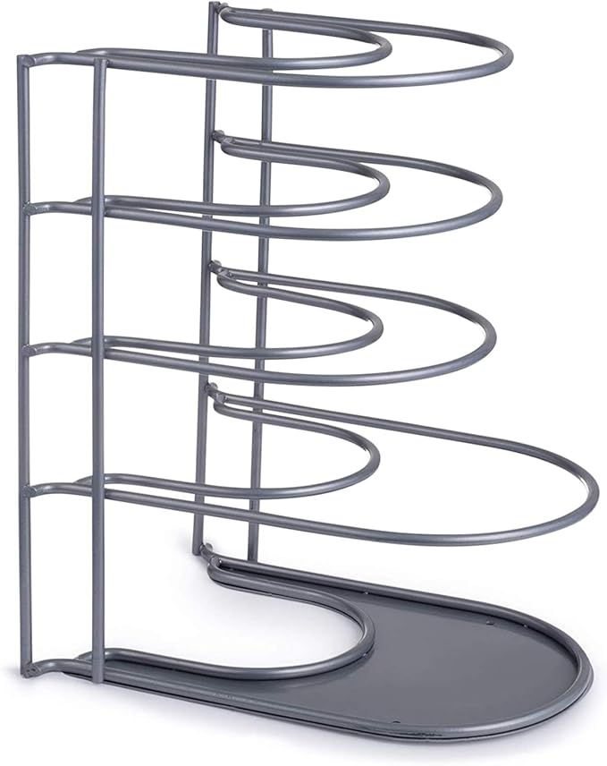 Cuisinel Pots and Pans Organizer Rack for Cast Iron Skillets, Griddles - Heavy Duty, Holds Up to 50 LBS- Horizontal/Vertical Use - Durable Steel Construction - Grey 12.2"-Inch - No Assembly Required