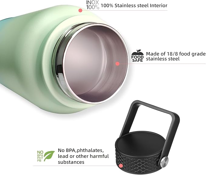 BJPKPK Insulated Water Bottles with Straw Lid, 27oz Stainless Steel Water Bottle with 3 Lids, Leak Proof BPA Free Metal Thermo, Mugs, Tumblers, Keep Cold Hot - Navy Blue