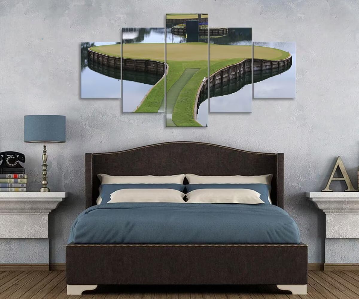 chenchenArt TPC Sawgrass Golf Course Wall Art Pictures USA Golf Course Wall Decor for Living Room Bedroom Bathroom Home Decorations Golf Artwork Canvas Pictures Framed Ready to Hang(60''W x 32''H)