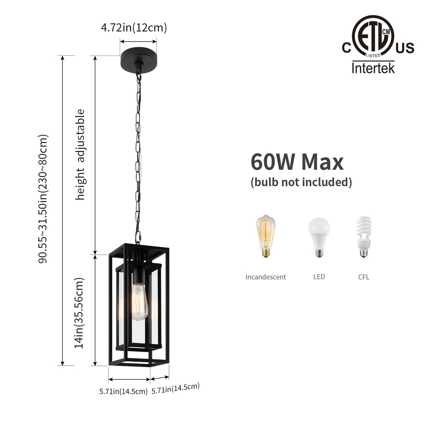 Mirrea 14 Outdoor Pendant Lights For Front Porch Hanging Lamps For House Outside Lighting Fixture For Patio Exterior Chandelier For Entryway Ceiling Lanterns For Gazebo