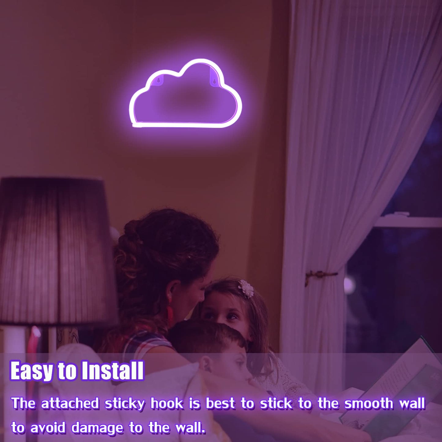 Bernicekelly Led Cloud Neon Sign - Purple Wall Decor, Battery/Usb Powered For Bedroom Aesthetic, Perfect For Kids Rooms And Parties