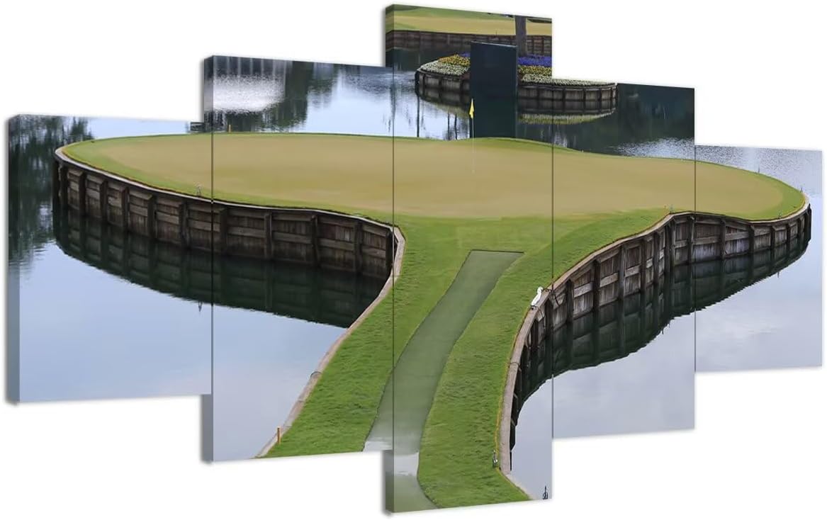 chenchenArt TPC Sawgrass Golf Course Wall Art Pictures USA Golf Course Wall Decor for Living Room Bedroom Bathroom Home Decorations Golf Posters Canvas Pirnts Framed Ready to Hang(60''W x 40''H)