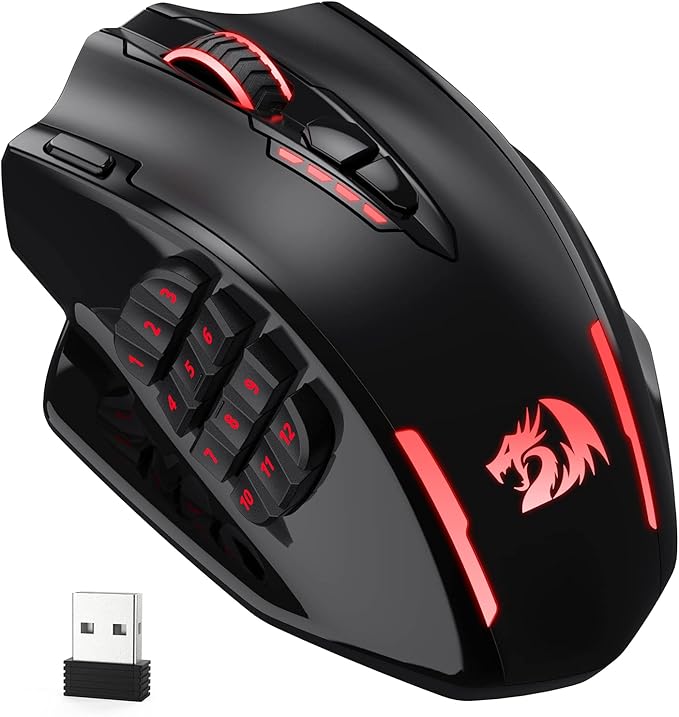 Redragon M913 Impact Elite Wireless Gaming Mouse, 16000 DPI Wired/Wireless RGB Mouse with 16 Programmable Buttons, 45 Hr B...