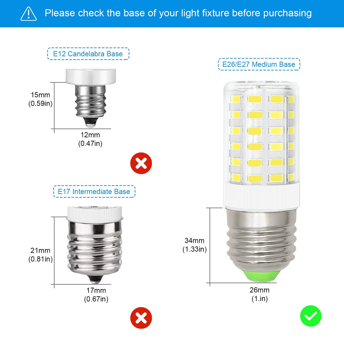 E26/26Mm Big Medium Base Screw Led Refrigerator Light Bulb Appliance Bulb 7W (60W-70W Equivalent) Non-Dimmable Cool White 6500K 1000 Lumen Ac100V-265V Floor Lighting Decorative Corn Lamp Pack Of 1