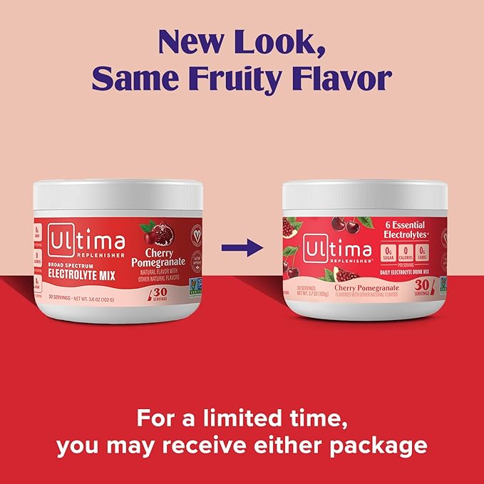Ultima Replenisher Daily Electrolyte Powder Drink Mix – Sugar Free – Cherry Pomegranate, 30 Servings – Hydration Powder with 6 Electrolytes and Trace Minerals – Keto Friendly, Vegan, Non-GMO