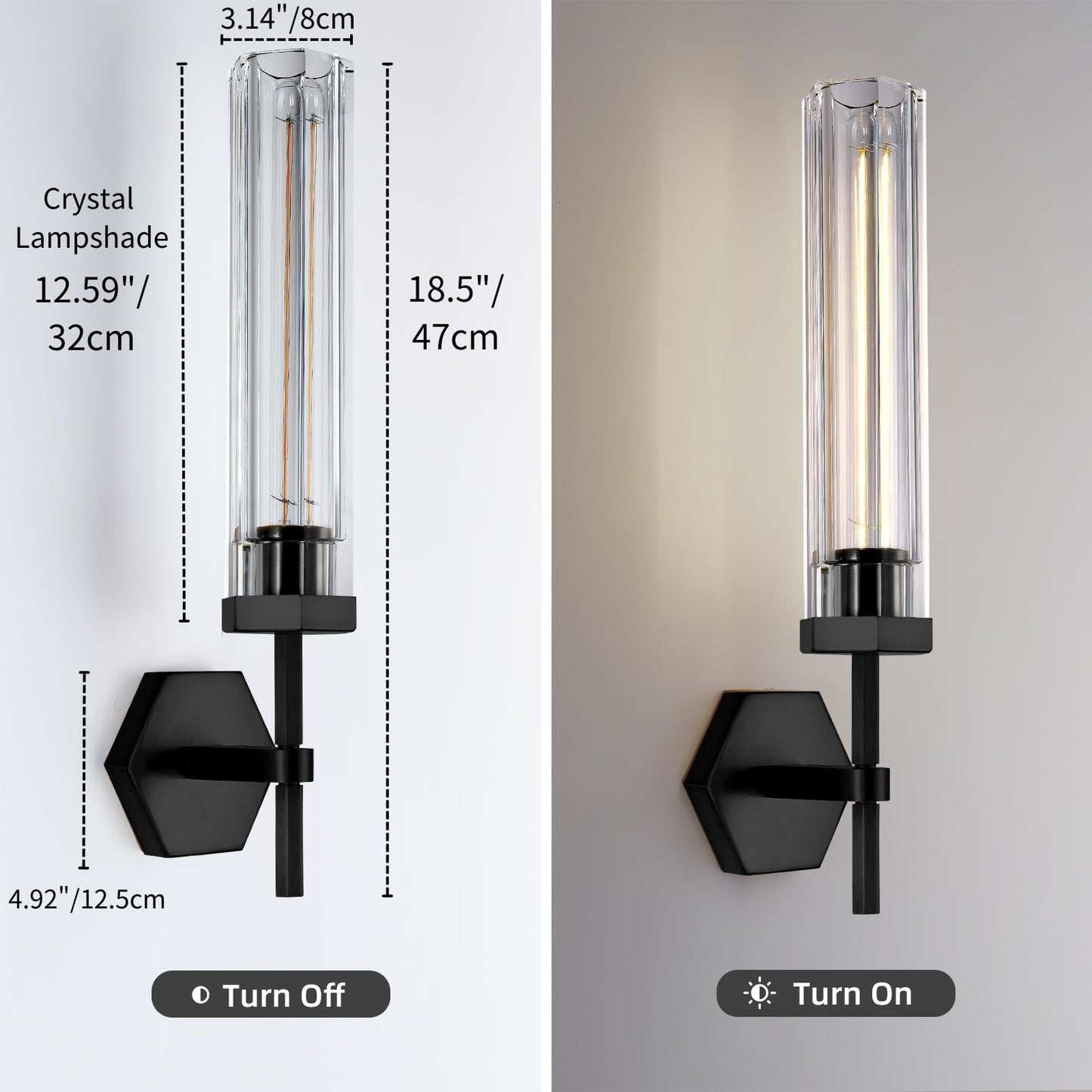Crystal Bathroomvanity Wall Sconces Set Of Two Black Modern Bathroom Wall Sconces 12.59In Crystal Vanity Lights Fixture Indoor Sconces Wall Lighting For Bedroom Hallway Staircase Living Room