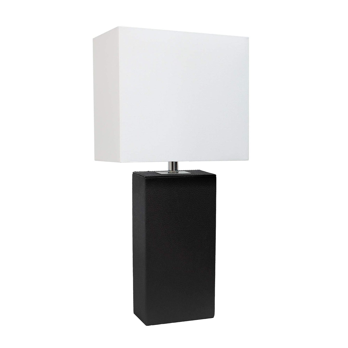 Elegant Designs AET5201-BLA Table Lamp, Contemporary Leather Base, Jet Black