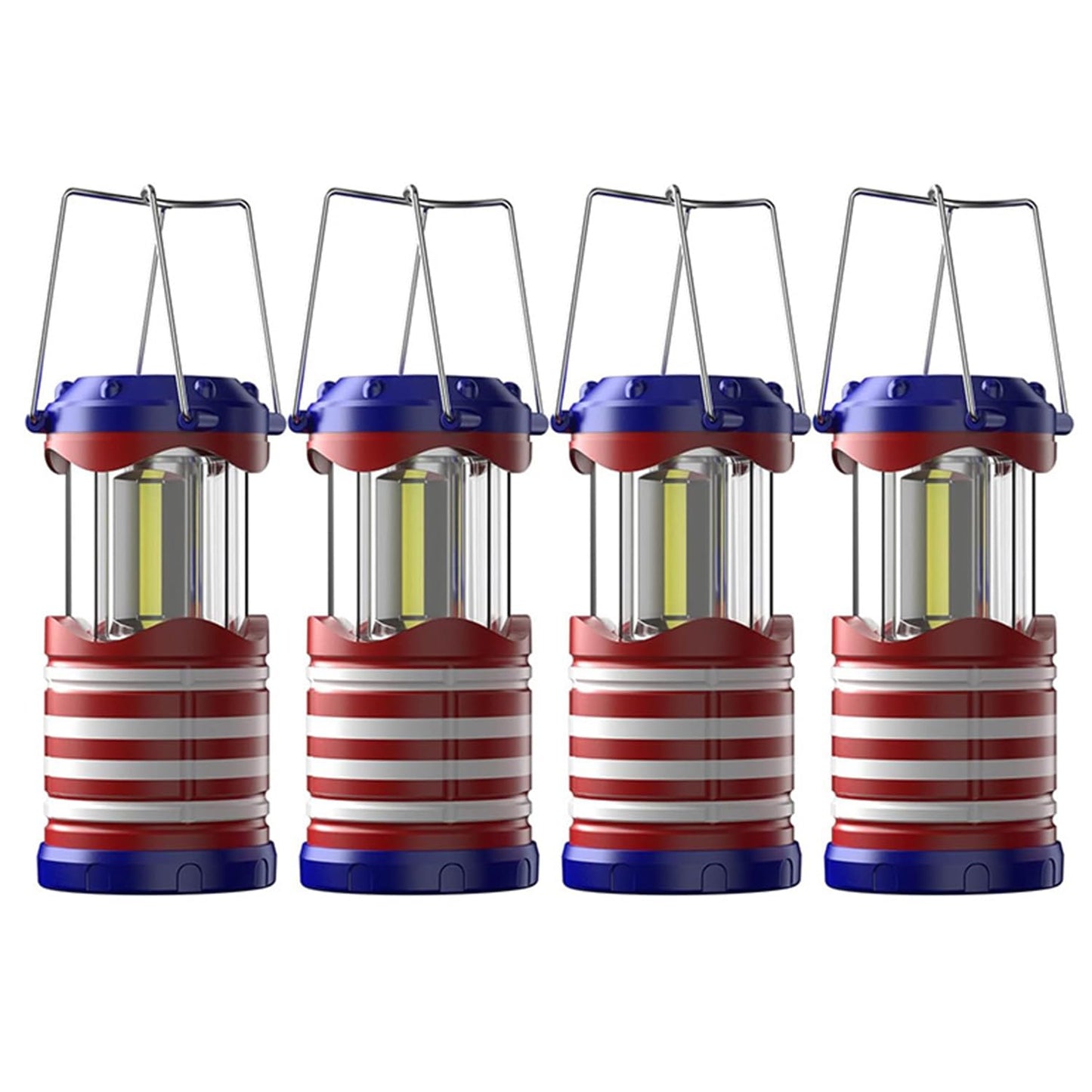 Lichamp LED Camping Lanterns, Battery Powered, Super Bright, Medium Size, American Flag Design, Model I4AF, HIPS Plastic
