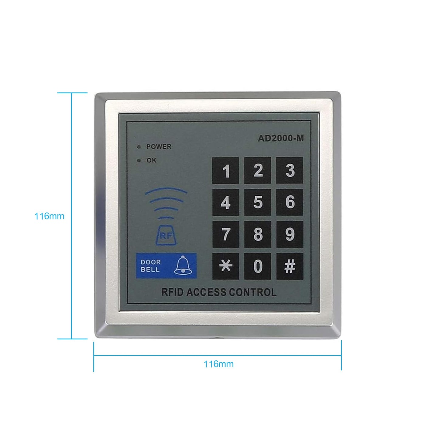 AGPTEK RFID Door Access Control System Kit, Home Security System with 280kg 620LB Electric Magnetic Lock 110-240V AC to 12v DC 3A 36w Power Supply Proximity Door Entry keypad 10 Key Fobs EXIT Button
