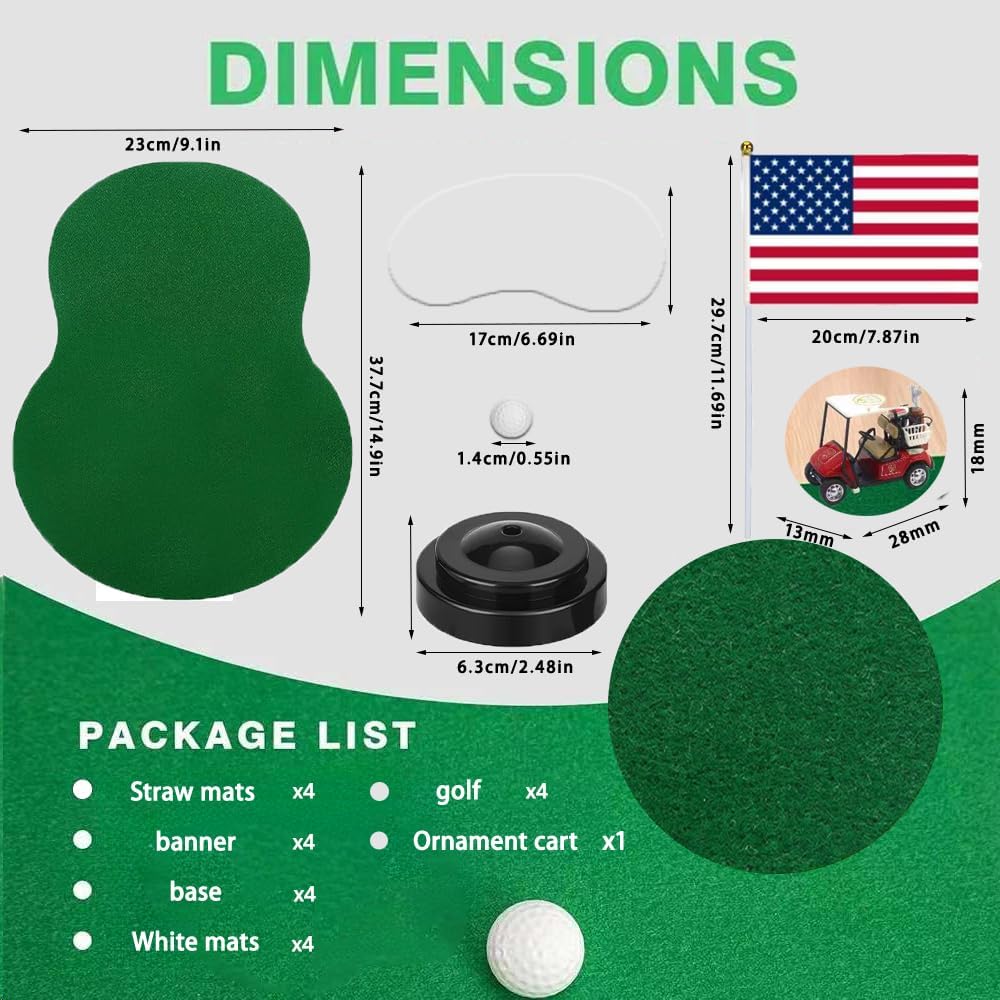4 Set Golf Centerpieces Table Decorations Golf Party Supplies Including Ball Sand Trap Red Flag Plastic Flag Stand for Sport Themed Birthday Party Decor (Green Golf centerpieces set2)
