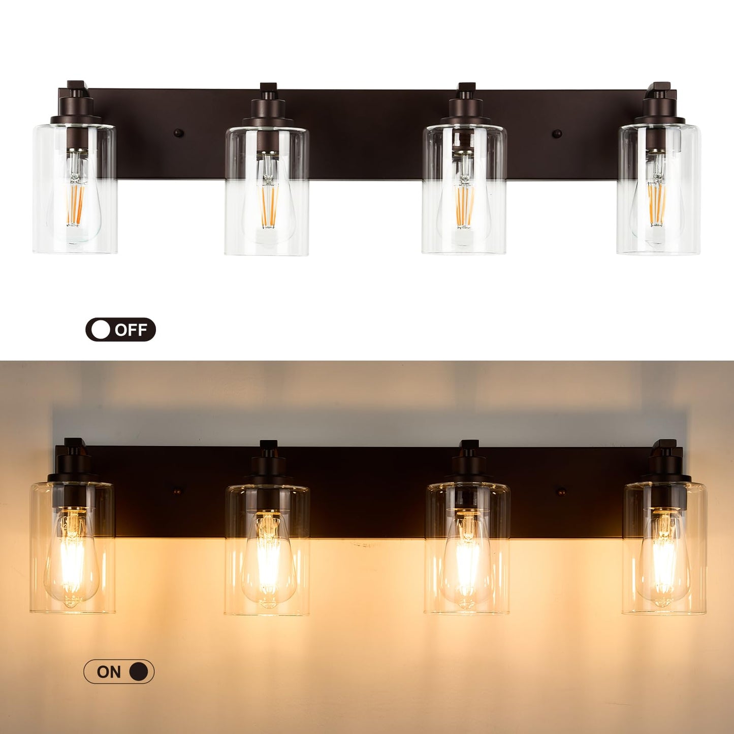 Alaislyc 4-Light Bathroom Light Fixtures Modern Orb Vanity Lights For Bathroom Lighting Fixtures Over Mirror With Clear Glass Shade For Cabinet Mirror Bedroom Hallway