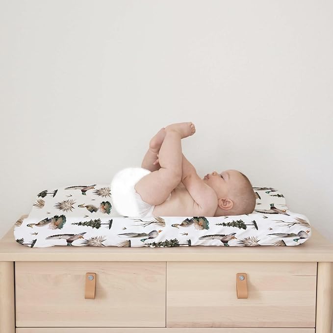 Mallard Duck Changing Pad Covers Duck Hunting Reeds Trees Diaper Changing Pad Covers Sheets for Girls Boys Soft Breathable Stretch Fitted Change Table Pad Mats Covers 32''x16''