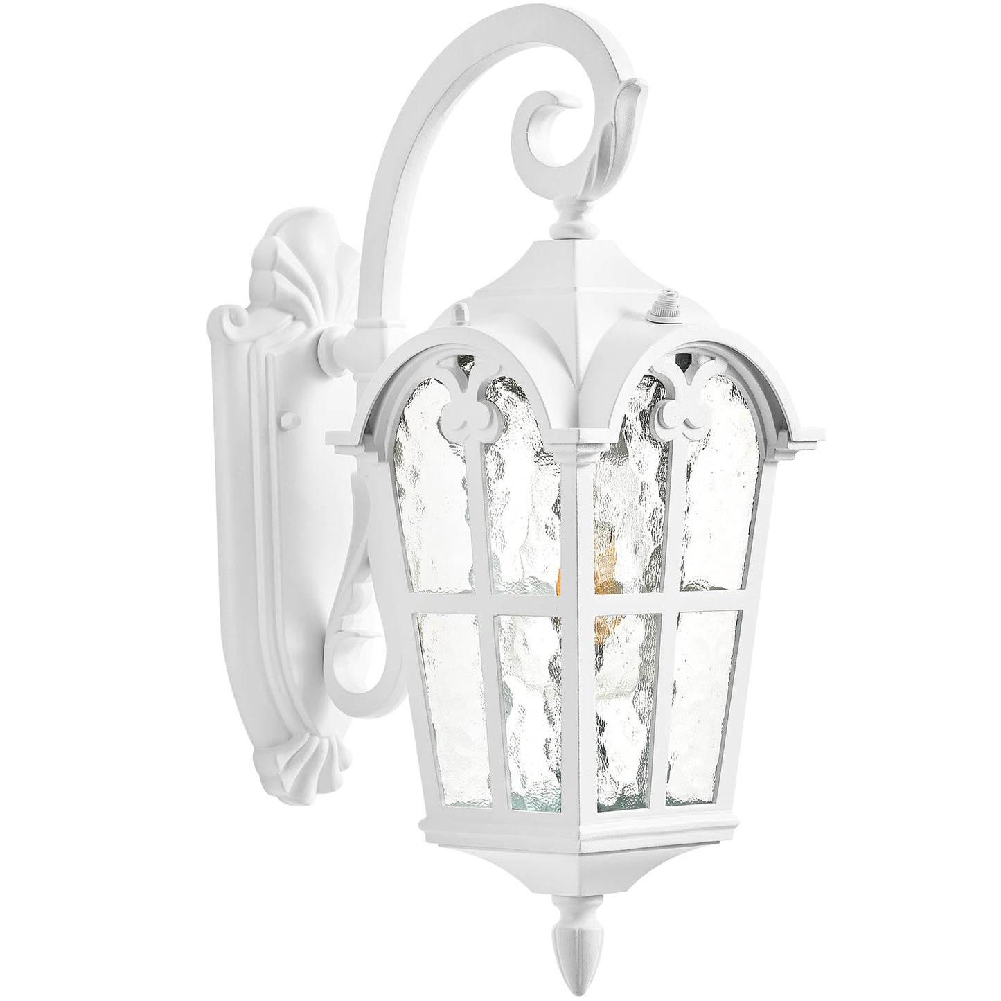 Vianis White Porch Lights Outdoor  Outside Dusk To Dawn Light Fixtures Wall Mount  Exterior Lighting For House With Ripple Glass  Lantern Fixture For Patio Garage Front Coach  Anti-Rust Waterproof