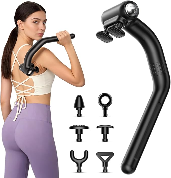 Dual Head Detachable Percussion Massage Gun with Extension Handle, 3-in-1 Back Massager for Pain Relief Deep Tissue with 1...