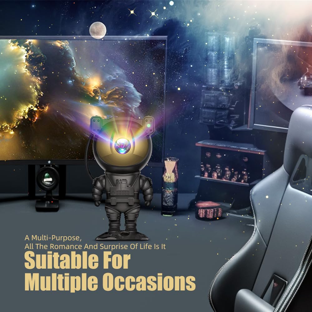 Acegamer Astronaut Galaxy Projector Night Light With Timer And Remote Star Starry Nebula Led Lamp  Gift For Kids And mature-themeds For Bedroom  Christmas  Birthday  ValentineS Day Etc. (Black-Golden)