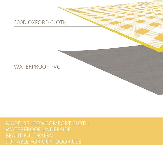 QWXNRG Outdoor Picnic Blanket, Foldable Waterproof Sand Mat, Extra Large Picnic Blanket 60" x 80" for Beach Camping Hiking Travel Outdoor Family Concerts - Brown Striped