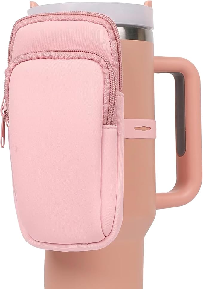 MLKSI Water Bottle Zipper Pouch for Stanley Cup Accessories, Two Layers Cute Storage Bags for Stanley Tumbler with Handle