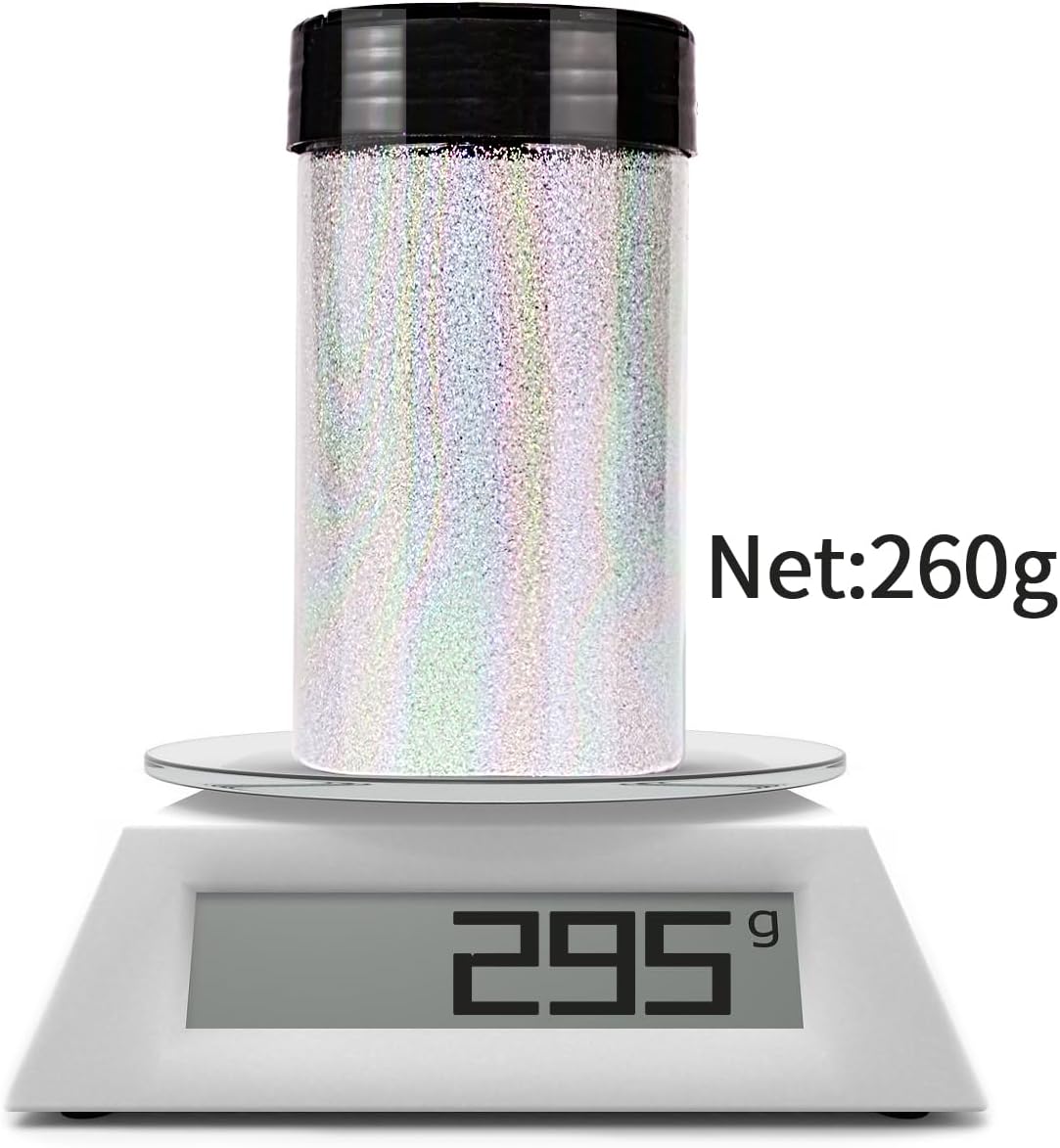 High Capacity 260g Iridescent Fine Glitter,Shaker Bottle Fine Glitter for Epoxy Resin DIY Craft,Rainbow Fine Glitter for Nail Art Face Body Glitter Tumbler Making (IRI lt Pink)