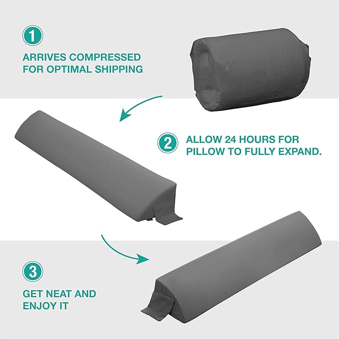 Vekkia Twin Wedge Pillow Headboard/Bed Wedge Pillow for Headboard/Bed Gap Filler/Headboard Pillow,Pillow Wedge for Headboard Gap(0-6"),Stop Loosing Your Pillows,Phone(Gray 39"x10"x6")