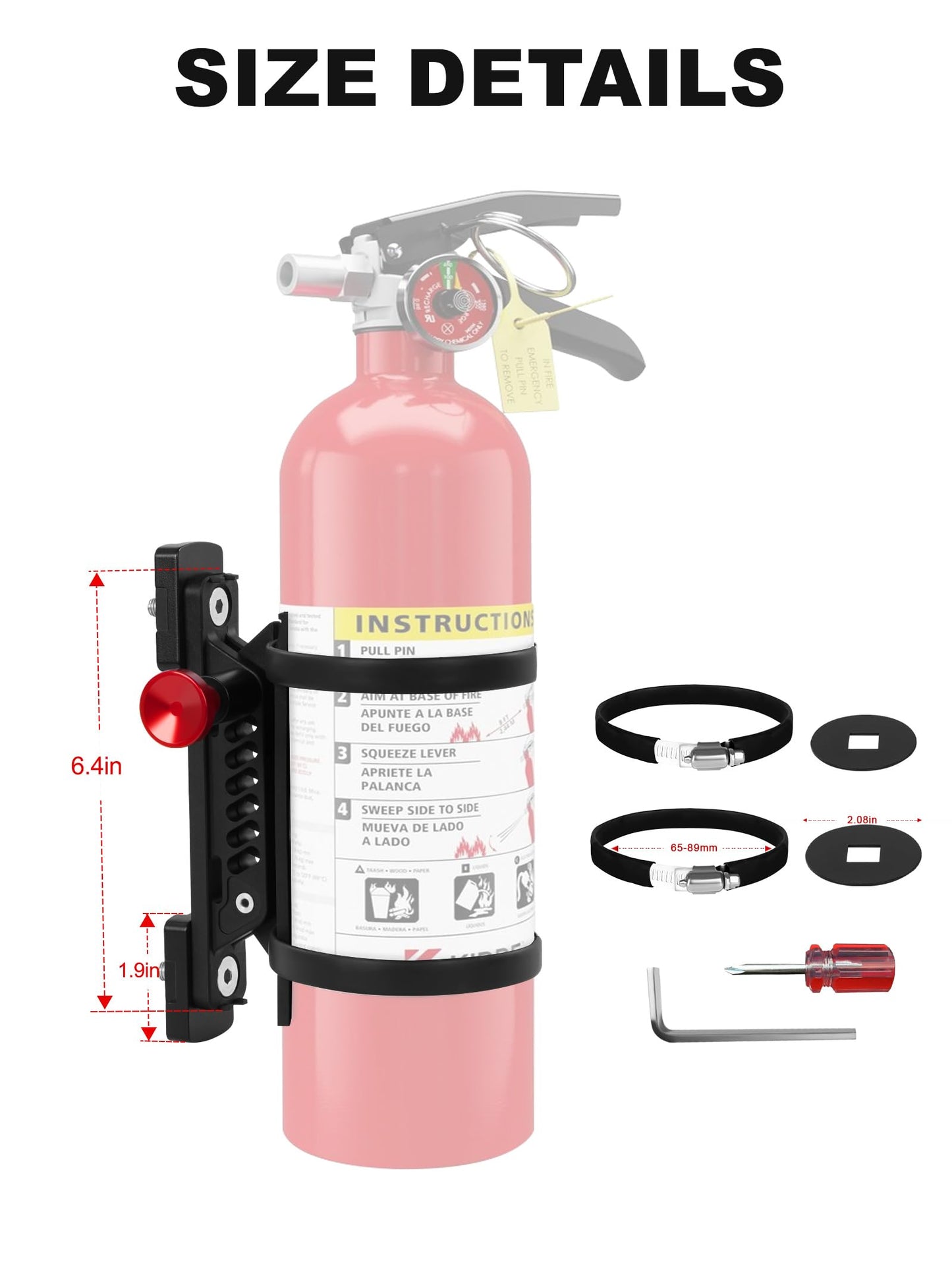 NILKATSS MOLLE Fire Extinguisher Mount Kit - Quick Release Bracket for Tactical Panels, Trucks & Vehicles, Fits 1-2" Slots/Holes - Rigid MOLLE Plate Holder for Fire Extinguisher & Gear Accessories