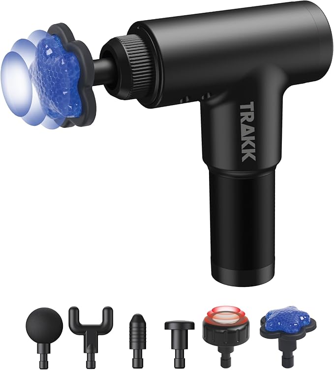 TRAKK Beast Cordless Hot and Cold Percussion Massager, 6 Intensity Levels, Deep Tissue Massage Gun, Black
