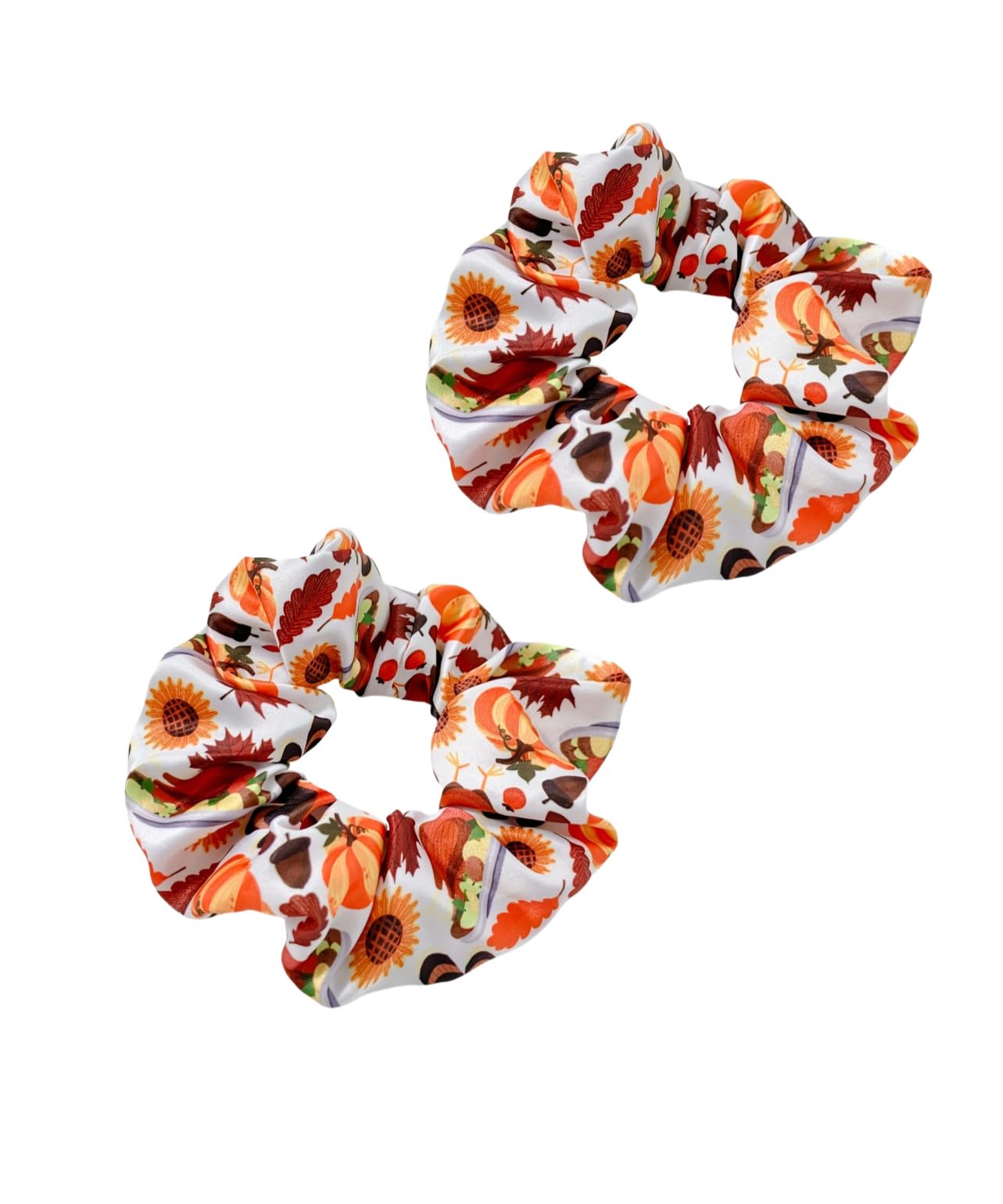 Thanksgiving Pumpkin Hair Scrunchy Fall Turkey Ponytail Holder Thanksgiving Hair Scrunchies JHT22 (Set-A)