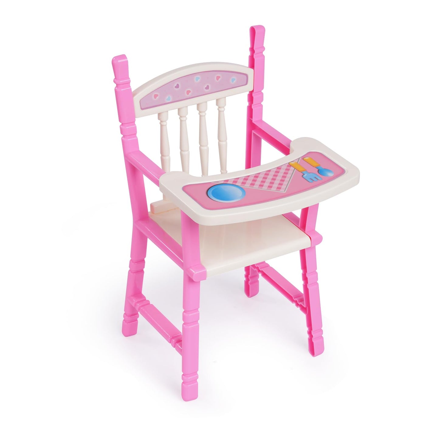 BABESIDE Baby Doll High Chair Toy Dining Chair for 10-12 Inch Dolls, Pretend Play Baby Doll Toy High Chair