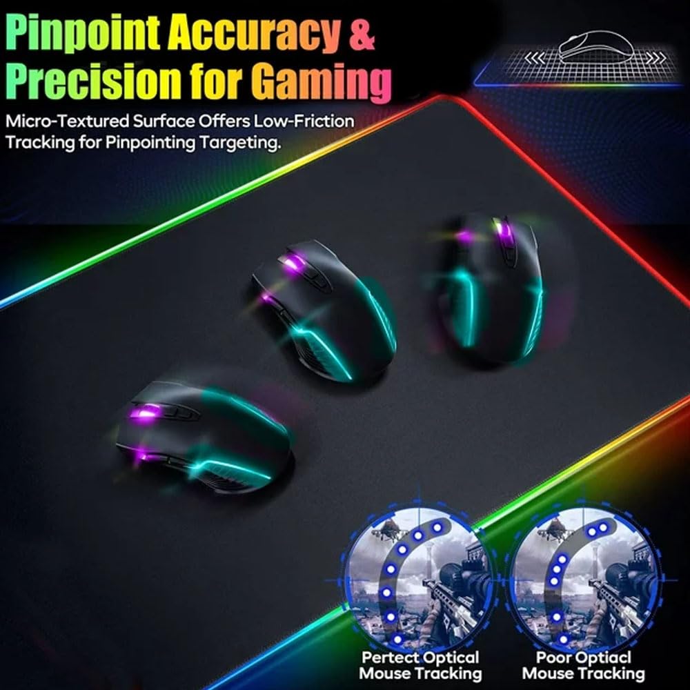 Wireless Charging RGB Gaming Mouse Pad 15W -800x300x4MM-Fast Charging, Ultra-Smooth Surface, Non-Slip Base, 13 Light Modes - Ultimate RGB Mouse Pad for Gamers - Large Mouse Pad Gaming Mat