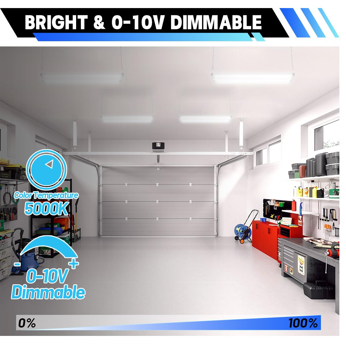 Allsmartlife Led High Bay Light 4-Pack, 5000K Daylight, 300W, Etl, Aluminum, Adjustable Tilt, White