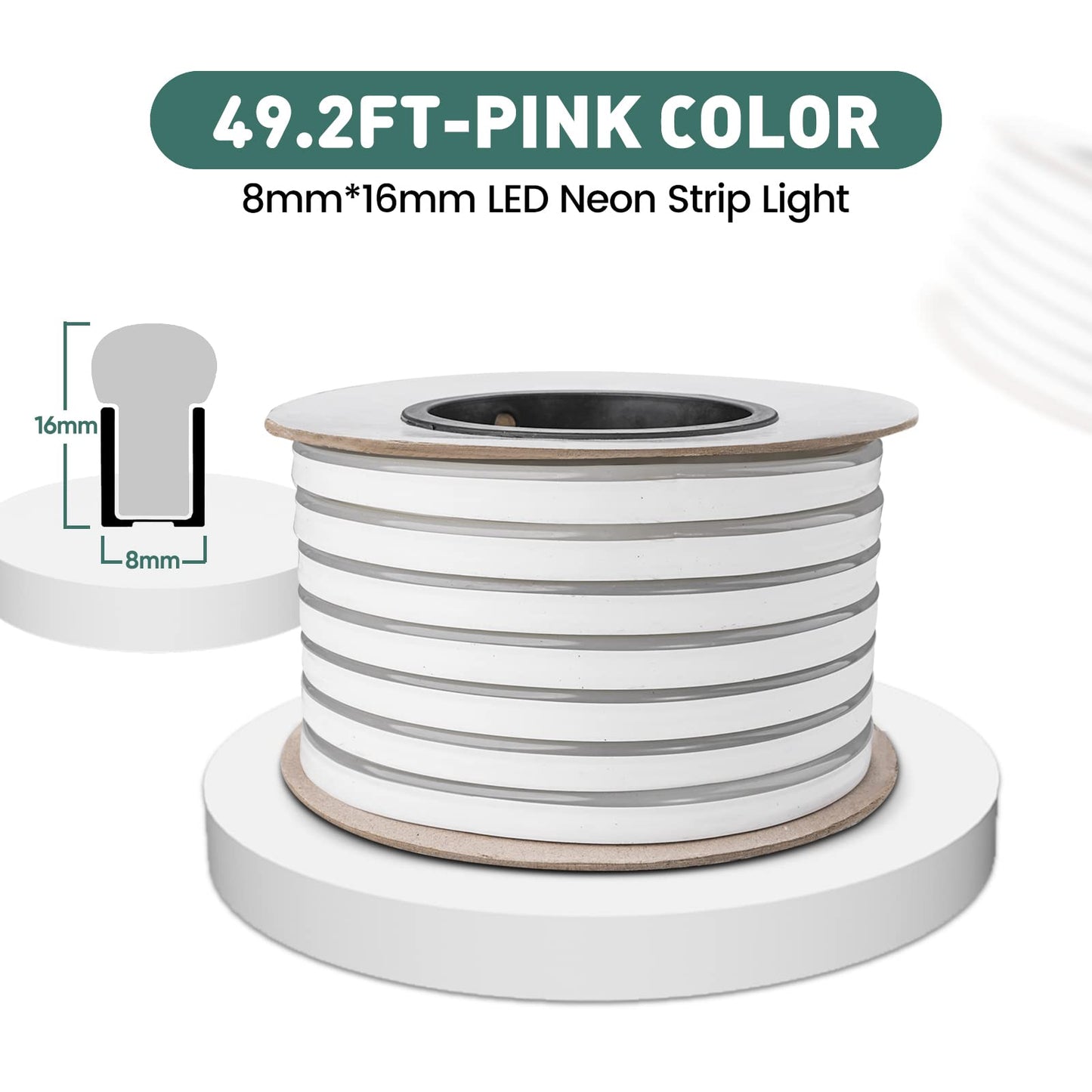 Gzbtech Flexible Led Neon Rope Lights 50Ft Ac 110-120V Waterproof Strip Light  120 Leds/M Cuttable Connectable Neon Lighting For Indoor Outdoor Home Decor/Commercial Building Use-Pink 15M