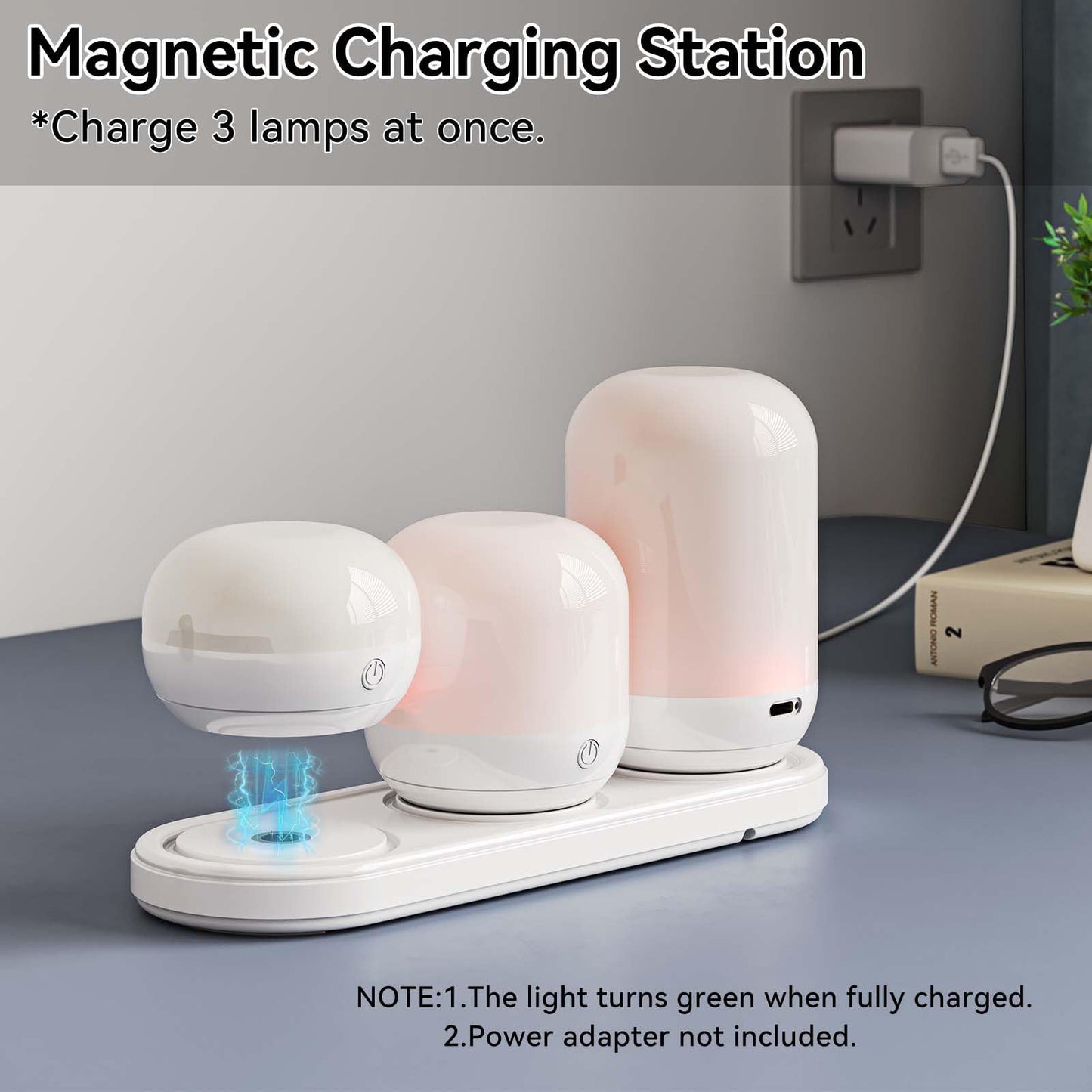 SUNMORY Rechargeable Night Light Table Lamp, Dimmable, Small, Metal, White, Model F00085014A, 12 RGB Colors, Timer & Remote Control