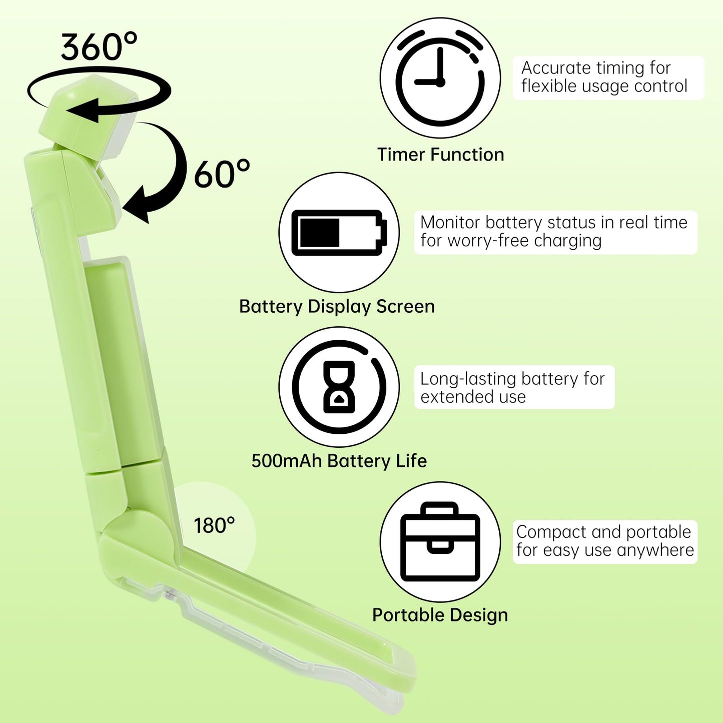 24 Led Rechargeable Book Light For Reading In Bed-Eye Caring 3 Color Temperatures 80 Hrs Runtime Lightweight Clip-On Lamp  Perfect For Kids  Book Lovers  And Student Gift (Green  Digital-Timer)