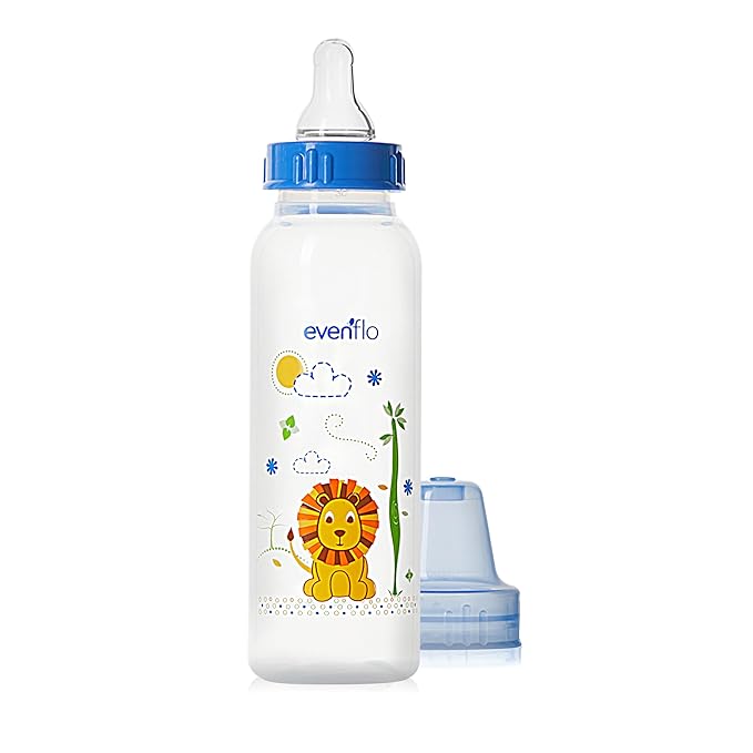 Evenflo Feeding Classic Prints Polypropylene Bottles for Baby, Infant and Newborn - Blue/Green/Teal, 8 Ounce (Pack of 48)
