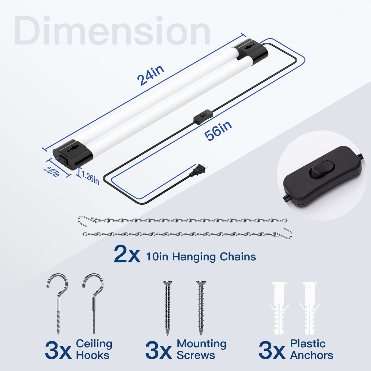 Bbounder 2Ft Led Shop Light Fixture  Super Bright 2200Lm  Cool Daylight White 6500K  Ceiling Or Hanging Mount  Durable Garage Shop Lighting For Warehouse  Workbench  Basement  And Business Use  Black