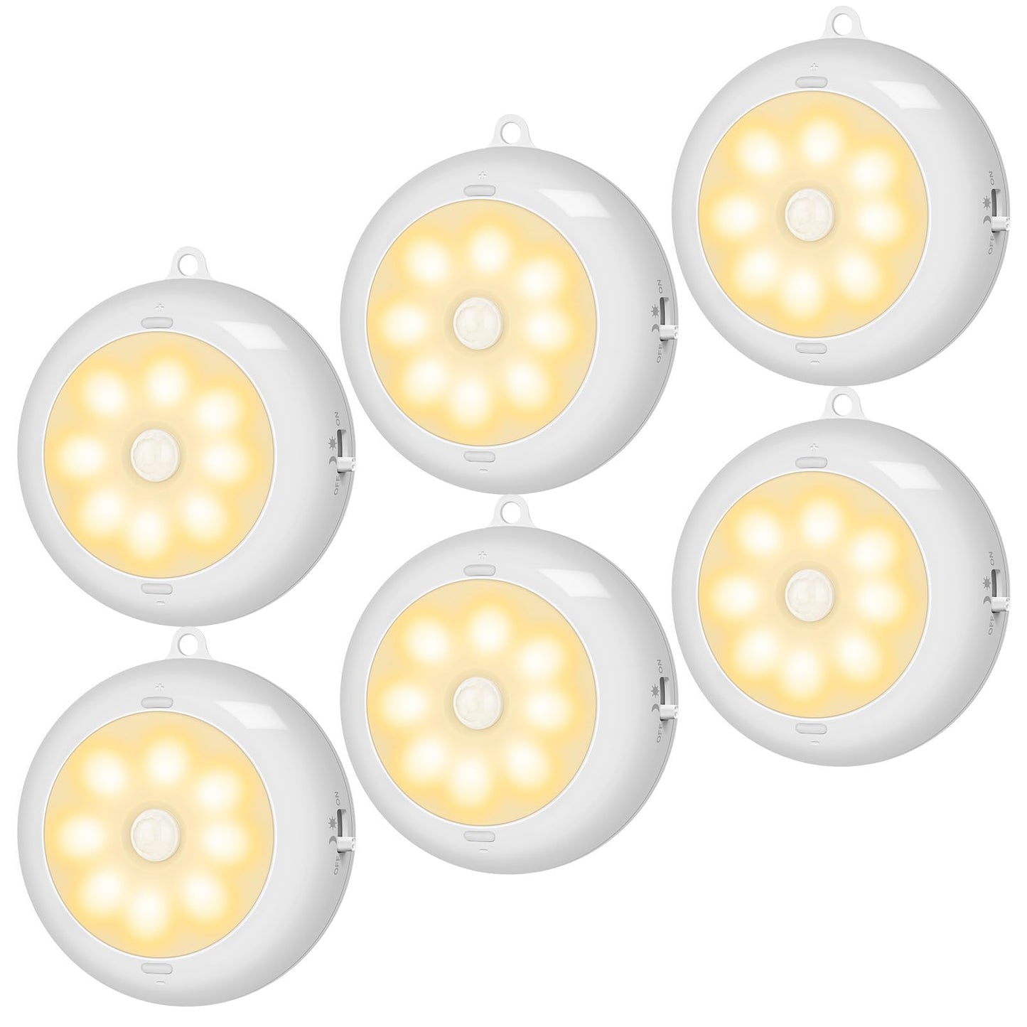 BLS Under Cabinet Lighting 6-Pack LED Puck Lights Motion Sensor Dimmable 3000K Warm White Model AA-66