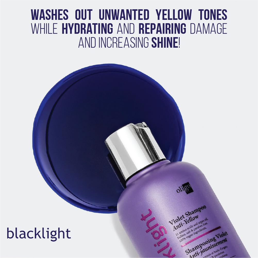 Oligo Professionnel - Blacklight Violet Shampoo - Sulfate-Free Purple Shampoo for blondes - Vegan - Eliminate Yellow Tones - Ref