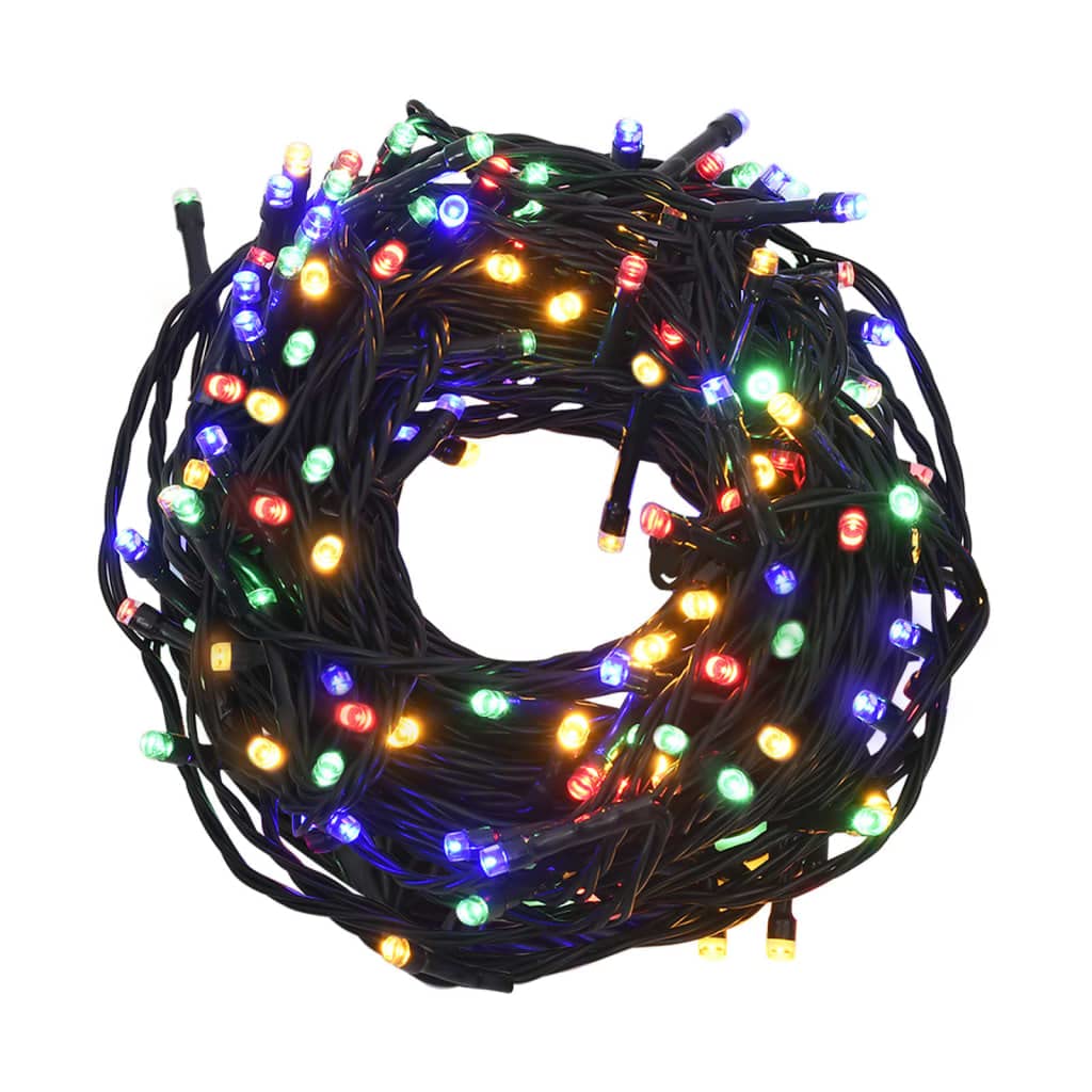vidaXL LED String Lights - 150 Bulbs, 49.2 Long - Dark Green PVC/Copper - Multicolor, Customizable Modes, Model 343201